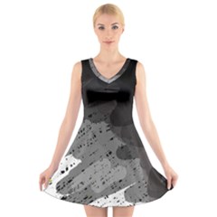 Black And Gray Pattern V-neck Sleeveless Skater Dress by Valentinaart