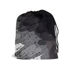 Black And Gray Pattern Drawstring Pouches (extra Large)