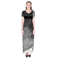 Black And Gray Pattern Short Sleeve Maxi Dress