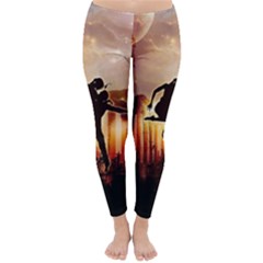 Dancing In The Night With Moon Nd Stars Winter Leggings  by FantasyWorld7