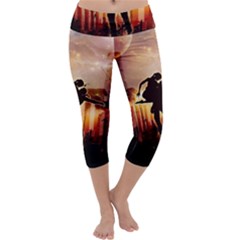 Dancing In The Night With Moon Nd Stars Capri Yoga Leggings