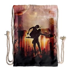 Dancing In The Night With Moon Nd Stars Drawstring Bag (large)