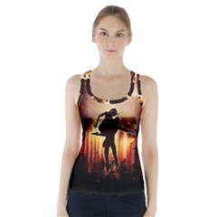 Dancing In The Night With Moon Nd Stars Racer Back Sports Top