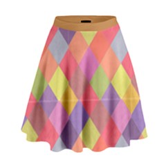 Argyle Suededpastels Pattern High Waist Skirt