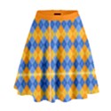 Argyle BlueAndOrange Pattern High Waist Skirt View1