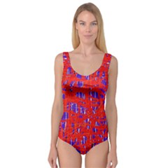 Blue And Red Pattern Princess Tank Leotard 