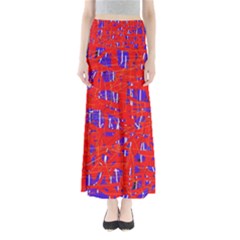 Blue And Red Pattern Maxi Skirts