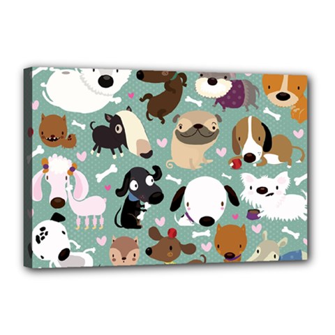 Dog Pattern Canvas 18  X 12  by Mjdaluz