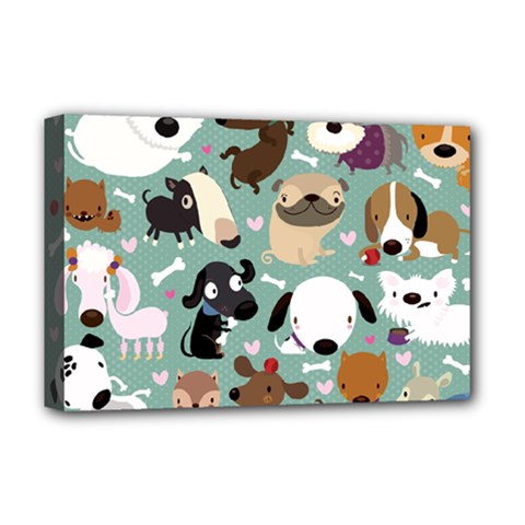 Dog Pattern Deluxe Canvas 18  X 12   by Mjdaluz