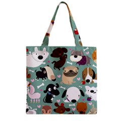 Dog Pattern Zipper Grocery Tote Bag