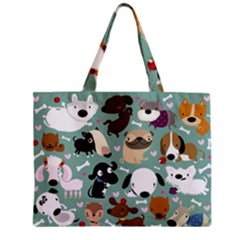 Dog Pattern Zipper Mini Tote Bag