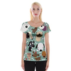 Dog Pattern Women s Cap Sleeve Top