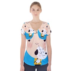 Snoopy Short Sleeve Front Detail Top