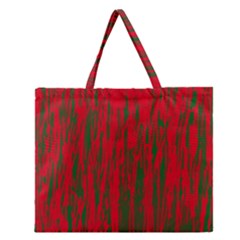 Red And Green Pattern Zipper Large Tote Bag