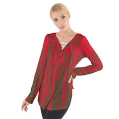 Red And Green Pattern Women s Tie Up Tee