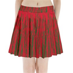 Red And Green Pattern Pleated Mini Mesh Skirt