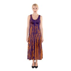 Blue And Orange Pattern Sleeveless Maxi Dress