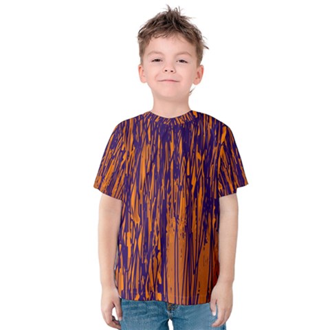 Blue And Orange Pattern Kid s Cotton Tee by Valentinaart