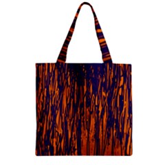 Blue And Orange Pattern Zipper Grocery Tote Bag