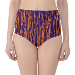 Blue And Orange Pattern High-waist Bikini Bottoms by Valentinaart