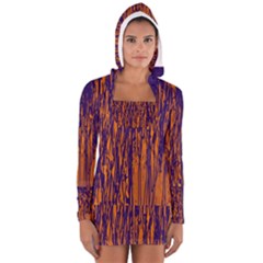 Blue And Orange Pattern Women s Long Sleeve Hooded T-shirt by Valentinaart