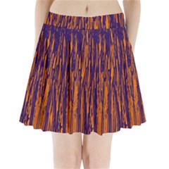 Blue And Orange Pattern Pleated Mini Mesh Skirt