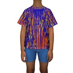 Orange, Blue And Yellow Pattern Kid s Short Sleeve Swimwear