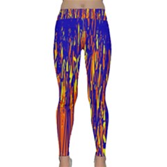 Orange, Blue And Yellow Pattern Yoga Leggings  by Valentinaart