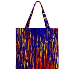 Orange, Blue And Yellow Pattern Zipper Grocery Tote Bag