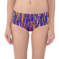 Orange, Blue And Yellow Pattern Mid-waist Bikini Bottoms by Valentinaart