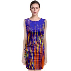 Orange, Blue And Yellow Pattern Classic Sleeveless Midi Dress