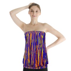 Orange, Blue And Yellow Pattern Strapless Top