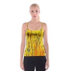 Yellow Pattern Spaghetti Strap Top by Valentinaart