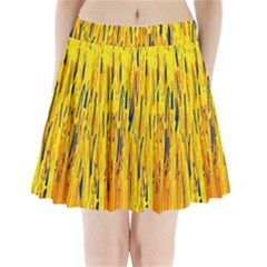 Yellow Pattern Pleated Mini Mesh Skirt