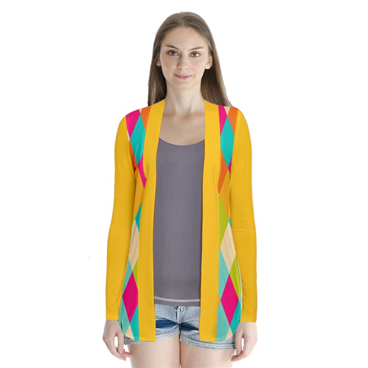 Harlequine WarmPastels Pattern Drape Cardigan Drape Collar Cardigan