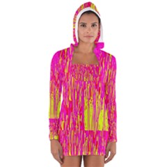 Pink And Yellow Pattern Women s Long Sleeve Hooded T-shirt