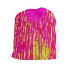 Pink And Yellow Pattern Drawstring Pouches (xxl) by Valentinaart