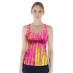 Pink And Yellow Pattern Racer Back Sports Top