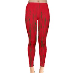 Decorative Red Pattern Leggings  by Valentinaart