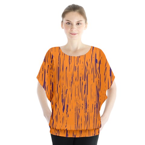 Orange Pattern Batwing Chiffon Blouse by Valentinaart