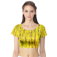 Yellow Pattern Short Sleeve Crop Top (tight Fit) by Valentinaart