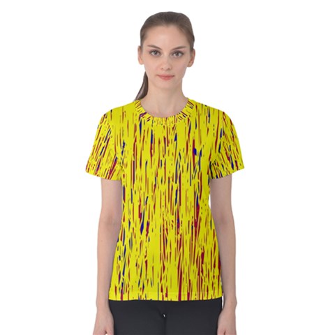 Yellow Pattern Women s Cotton Tee by Valentinaart