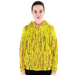 Yellow Pattern Women s Zipper Hoodie by Valentinaart