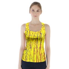 Yellow Pattern Racer Back Sports Top