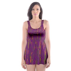 Purple Pattern Skater Dress Swimsuit