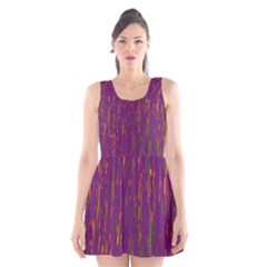 Purple Pattern Scoop Neck Skater Dress