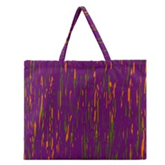 Purple Pattern Zipper Large Tote Bag by Valentinaart