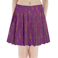 Purple Pattern Pleated Mini Mesh Skirt