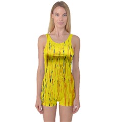 Yellow Pattern One Piece Boyleg Swimsuit by Valentinaart