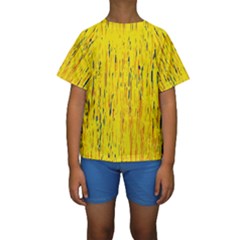 Yellow Pattern Kid s Short Sleeve Swimwear